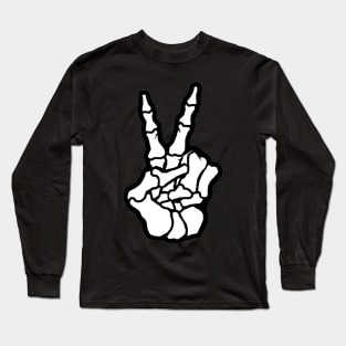 Skeleton Hand Peace Sign Long Sleeve T-Shirt